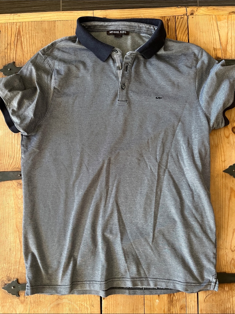 Michael Kors Men's Heather Gray Polo with Navy Trim